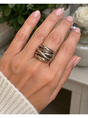 Vintage Israel Sterling Silver Ring Size 7 Modernist Statement Ring